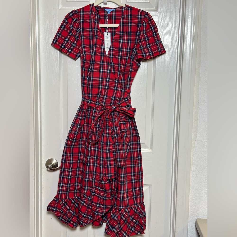Draper James Red Plaid Midi Dress nwt - Picture 2 of 5
